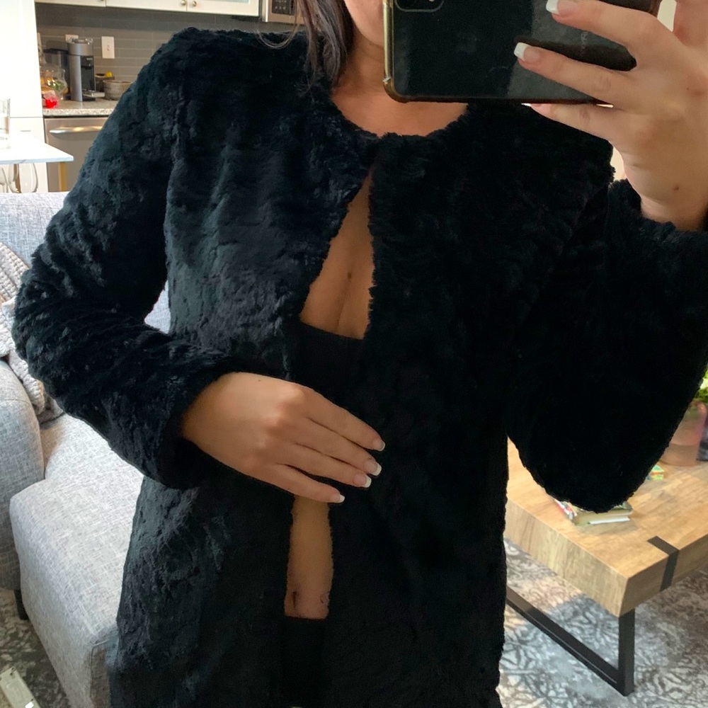 Black Faux Fur Coat